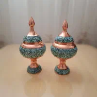 یه جفت قندان پایه دار فیروزه کوبی