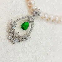 ست جواهر زمرد اشکی از نـقره شـاهـکار