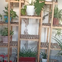 استند گل و گلدان چرخ دار حصیری