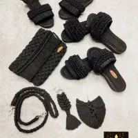 پذیرش سفارش عمده دمپایی و کیف مکرومهبافت|کیف، کفش، کمربند|کرج, باغستان|دیوار