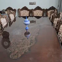 مبل ۹نفره و ناهار خوری ۱۰ نفره آنتیک و قدیمی گردو