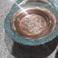 بشقاب تمام مس فیروزه کاره دستی