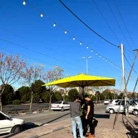 چتر پایه وسط فلزی طرح مربع