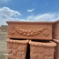 گلدان های باکس مستطیل باغچه شالدار بزرگ سفالی|گل و گیاه طبیعی|لالجین, |دیوار