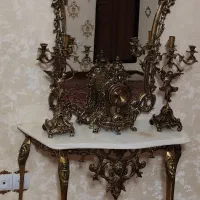 آیینه و شمعدان وساعت برنز