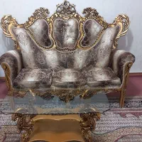 مبل سلطنتی چوبی با یک عسلی کوچک و یک عسلی بزرگ|مبلمان خانگی و میز عسلی|مشگین شهر, |دیوار
