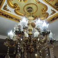 لوستر برنجی 6 شاخه 12 شعله برنجی  محکم ومیزتلوزیون