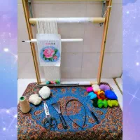 چله کشیِ بافن.ده فرش،تابلو فرش،گلیم