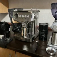 اسپرسو ساز نیمه صنعتی همراه با اسیاب و وسایل جانبی