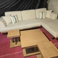 مبل ۷ نفره با میز عسلی تخت شو|مبلمان خانگی و میز عسلی|دهدشت, |دیوار