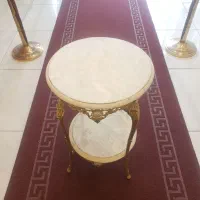 میز دوطبقه برنزی و سطل آشغال جا دستمال برنزی