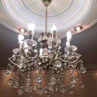 یک جفت لوستر ۸ شاخه با آبکاری طلا ساخت خارجی|لوستر و چراغ آویز|قزوین, |دیوار