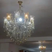 ست لوستر کریستالی شاهانه در حد نو + تمام لامپ‌ها