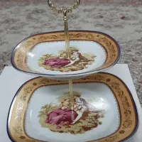 شیرینی خوری دوطبقه و ظرف میوه لیلی مجنون و قلم آبی