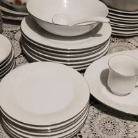 سرویس چینی ویژه غذاخوری،سفید و گل سرخی ژاپن|ظروف سرو و پذیرایی|تهران, شهرک فرهنگیان|دیوار