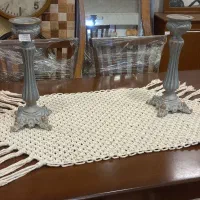 کارهای مکرومه بافی جای دستمال کاغذی،آباژور و رانر