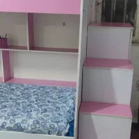 تخت دو طبقه تمیز با کمد و کتابخانه|تخت و سرویس خواب|اهواز, سپیدار|دیوار