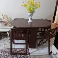 میزوصندلی چوبی تاشو و چرخ دار۴نفره|میز و صندلی غذاخوری|پردیس, فاز ۱۱|دیوار