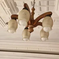 لوستر پنج شاخه چوبی