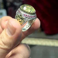 انگشتر نقره ۹۲۵ لیمو کوارتز جواهری