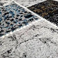 گلیم فرش طرح ساوین طوسی طلایی وزراء