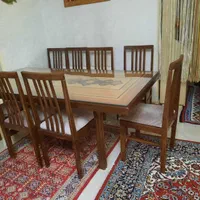 میز ناهارخوری ۸ نفره چوبی شیک با صفحه شیشه‌ای|میز و صندلی غذاخوری|تهران, جنت‌آباد شمالی|دیوار