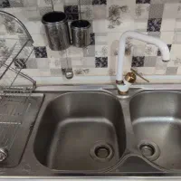 سینک شیر روشویی آب چکان جا قاشقی وسایل در حد نو