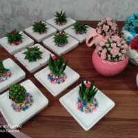 گل خمیرچینی رز و کاکتوس