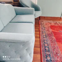مبل هشت نفره رنگ سبز آبی کم رنگ|مبلمان خانگی و میز عسلی|باغستان, |دیوار