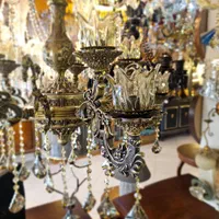 برنزی۱۰ شعله سایز بزرگ|لوستر و چراغ آویز|کرمان, |دیوار
