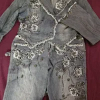 کت وشلوار اپلیکه دوزی کاردست