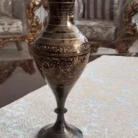 گلدان برنجی هندی سیاه قلم