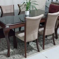 میز ناهارخوری 6 نفره با شیشه