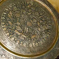 سه سینی مس غرق قلم پهلوی چوبسیگارقلم رخ واقعی|کلکسیون اشیاء عتیقه|زنجان, |دیوار