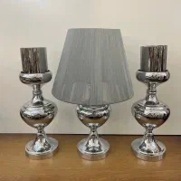 سرویس آباژور رومیزی شمعدان جا شمعی نقره ای مشکی|چراغ خواب و آباژور|مشهد, شاهد (شهرک غرب)|دیوار