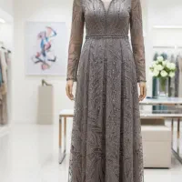 پیراهن شب بلند، لاکچری و مجلل (رنگ طوسی-نقره‌ای)|لباس|اندیشه, اندیشه فاز ۱|دیوار
