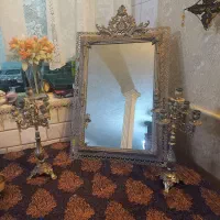ایینه شمعدان برنجی قدیمی|صنایع دستی و سایر لوازم تزئینی|قم, آذر (نکویی)|دیوار