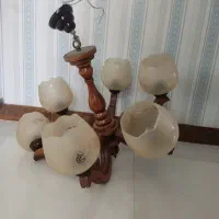 لوستر چوبی شش شاخه|لوستر و چراغ آویز|نوشهر, |دیوار