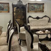 مبلمان چوب   پزیرایی و نهار خوری و ویترین ست|مبلمان خانگی و میز عسلی|منجیل, |دیوار