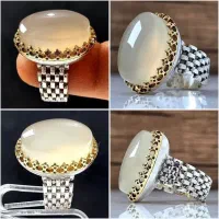 انگشتر نقره عقیق نباتی یمن خوشرنگ