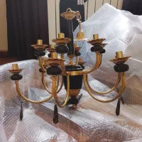 ی جفت لوستر بسیار زیبا و ی عدد لوستر سه شعله چوبی