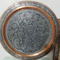 سینی مسی قدیمی 60سانتی|کلکسیون اشیاء عتیقه|بروجرد, |دیوار