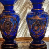 جفت گلدان قدیمی طلاکوب