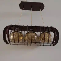 لوستر سه شعله چوبی شیک وسالم