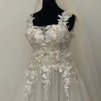 پیراهن مجلسی گل برجسته با کت و تور