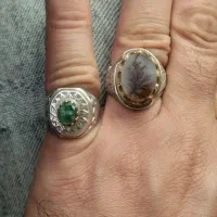 انگشتر نقره زمرد شجر یاقوت