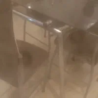 میز شیشه ای پایه محکم استیل سالم|میز و صندلی غذاخوری|گناباد, |دیوار