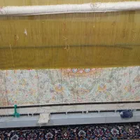 فرش تمام ابریشم نیم کاره