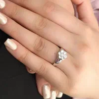 انگشتر جواهر تمام نقره مدل فلاور