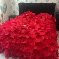 ۲ عدد رومیزی قرمز و کرم